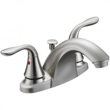 2-Handle Satin Nickel Bathroom Faucet with Pop-up