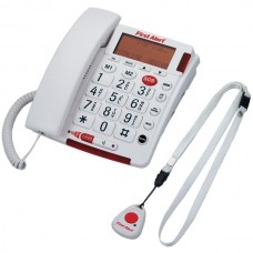 Big-Button Corded Telephone with Emergency Key & Remote Pendant