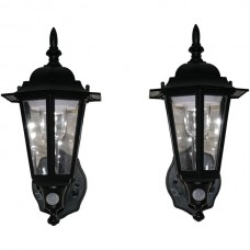 Battery-Powered Motion-Activated Plastic LED Wall Sconce, 2-Pack (Black)