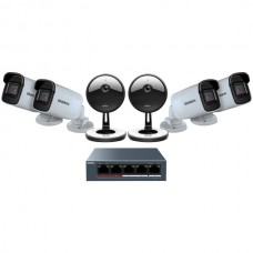 1080p Indoor/Outdoor Security Cloud System with 5-Port PoE Switch (6 Cameras)