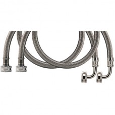 2 pk Braided Stainless Steel Washing Machine Hoses with Elbow, 6ft